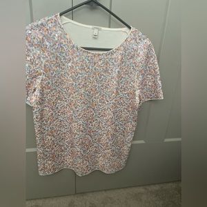 jcrew blouse size 4 pink and blue seqions